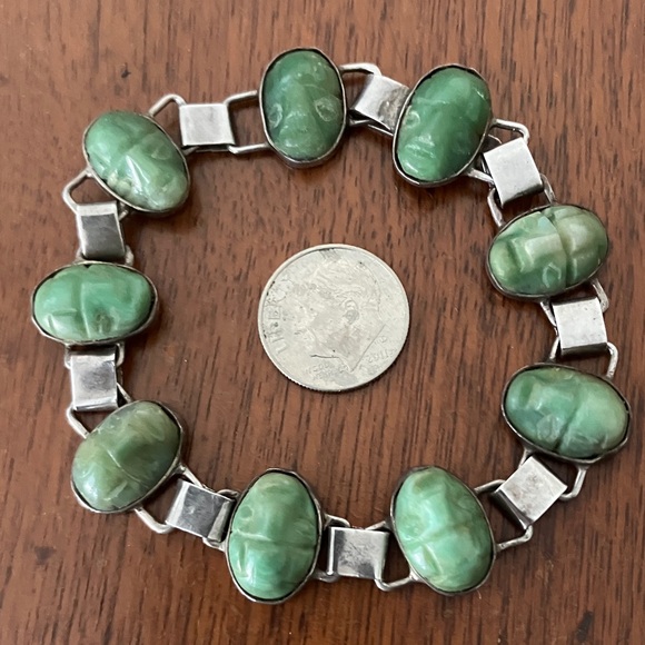 Rare! VINTAGE Green Mask Taxco Bracelet - Picture 2 of 12